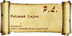 Petanek Lajos névjegykártya